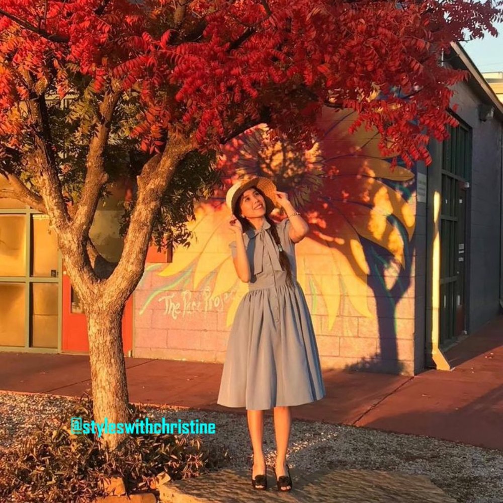 Kate Dress in Solid Blue Jean Cotton